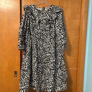 Sandy Liang Black and White Leopard Midi Dress
